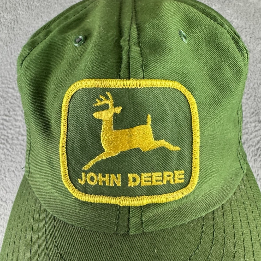 VINTAGE John Deere Patch Trucker Snapback Hat Green Louisville Mfg USA 1970s - Picture 3 of 9